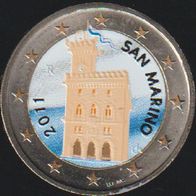 2011 San Marino 2 Euro Palazzo Pubblico coloriert bankfrisch