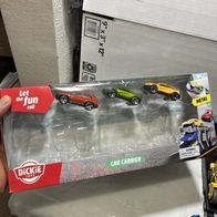Sammlerstück Dickie Toys City Autotransporter mit 3 Fahrzeugen Metall Alter 3