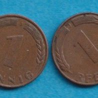 1 Pfennig 1949 J. 2 verschiedene Bank Deutscher Län.1 x mit langen J 1x mit kleinen J