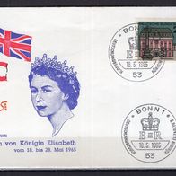 BRD / Bund 1965 Sonderbeleg Staatsbesuch Königin Elisabeth mit MiNr. 424 Sonderstempe