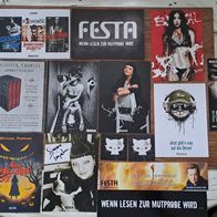 9x Redrum Verlag + Festa Werbepostkarten + 3 Lesezeichen + 2 Aufkleber ! Lot 16