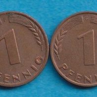 1 Pfennig 1966 D + F + G + J kompl