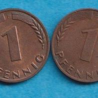 1 Pfennig 1968 D + F + G + J kompl