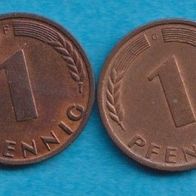 1 Pfennig 1969 D + F + G + J kompl