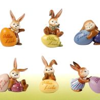 Goebel Ostern Hasen "Eierhasen" im Display "Alles Liebe" 6-teiliges Komplett-Set 2009