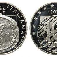 Italien Silber PP/ Proof 10 Euro 2005 Römischer Sesterz (69) Europastern