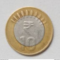 Indien, Jahr 2011, gebraucht; 10 Rupien Münze; Bimetall