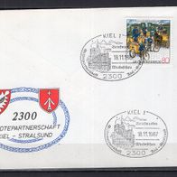 BRD / Bund 1987 Sonderbeleg Städtepartnerschaft Kiel - Stralsund mit MiNr. 1337 Sonde