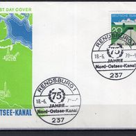BRD / Bund 1970 75 Jahre Nord-Ostsee-Kanal FDC MiNr. 628 ESST Rendsburg