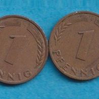 1 Pfennige 1970 D + F + G + J kompl