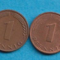 1 Pfennige 1972 D + F + G + J kompl