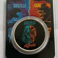 1 Unze Silber 2021 Godzilla vs Kong Face-off Kolorierte Silbermünze
