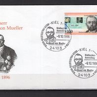 BRD / Bund 1996 100. Todestag von Freiherr von Mueller FDC MiNr. 1889 ESST Kiel