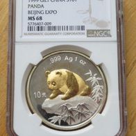 1 Unze Panda Münze Beijing Expo 1999 - NGC MS68