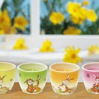 Goebel Ostern "Osterlichter mit Kerze" 4-teilig Teelicht farbig 2007 m. Hasen-Motiven