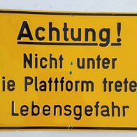 Hinweisschild Blechschild Warntafel Metall Achtung Lebensgefahr Verbot gelb