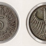 BRD 5 DM Silberadler 1959 -J- ss-vz Jaeger 387