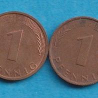 1 Pfennig 1973 D + F + G + J kompl