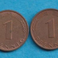 1 Pfennig 1975 D + F + G + J kompl