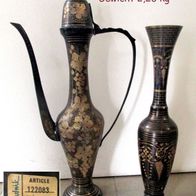 Messing * 2 große Vasen schwarz gold - reich verziert * Indische Vasen