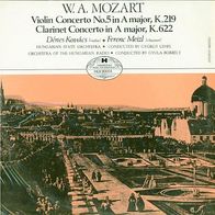 Mozart: Violin And Clarinet Concertos LP Ungarn Denes Kovacs Ferenc Meizl