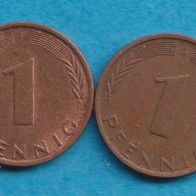 1 Pfennig 1974 D + F + G + J kompl