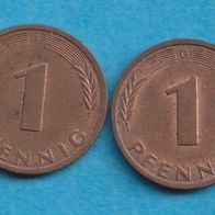 1 Pfennig 1980 D + F + G + J kompl