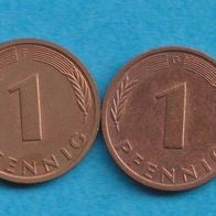 1 Pfennig 1985 D + F + G + J kompl