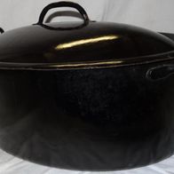 R Bräter Kochtopf Oval Alt Emailliert 8L mit Deckel f. Backofen Gasherd Holzherd od