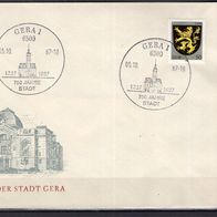 DDR 1987 Sonderbeleg 750 Jahre Stadt Gera mit MiNr. 2857 Sonderstempel Gera
