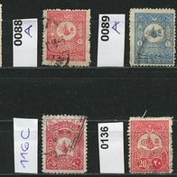 Türkei Mi. Nr. 70 + 88 A + 89 A + 90 A + 91 A + 116 C + 136 + 137 A o <