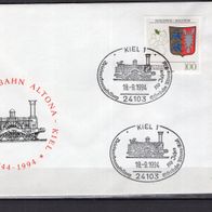BRD / Bund 1994 Sonderbeleg 150 Jahre Eisenbahn Altona-Kiel mit MiNr. 1715 Sonderstem