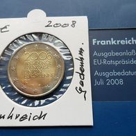 Frankreich 2008 2 Euro Gedenkmünze bankfrisch * Europ. Rat