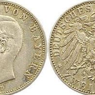 Bayern Silber 2 Mark 1905 D, König Otto (1886-1913)