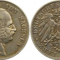 Sachsen Silber 2 Mark 1903 E, König GEORG (1902-1904)