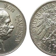 Sachsen Silber 2 Mark 1904 E, König GEORG (1902-1904) Auf den Tod