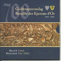 Kursmünzensatz Belgien 2002 Goldsporenschlacht bei Kortrijk