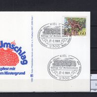 BRD / Bund 1988 Ausstellungs-PK Briefmarkenwerbeschau Kieler Umschlag mit MiNr. 1356
