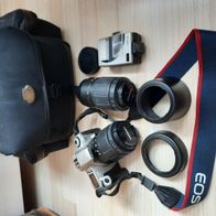 Fotoausrüstung Canon EOS 300 mit Objektiven, analog, wie neu