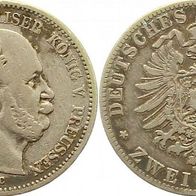 Preußen Silber 2 Mark 1876 C, Kaiser Wilhelm I. (1861-1888)