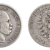 Preußen Silber 2 Mark 1877 A, Kaiser Wilhelm I. (1861-1888)