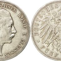 Preußen Silber 2 Mark 1902 A, Kaiser Wilhelm II. (1888-1918)