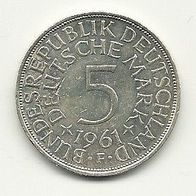 5 DM Münze 1961 D 625/1000 Silber 11,2 Gramm
