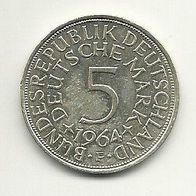 5 DM Münze 1964 F 625/1000 Silber 11,2 Gramm