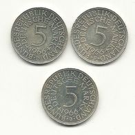 5 DM Münze 1966 D 625/1000 Silber 11,2 Gramm