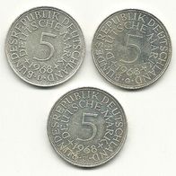 5 DM Münze 1968 J 625/1000 Silber 11,2 Gramm