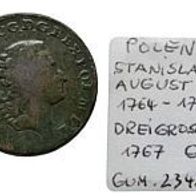 Polen Dreigroschen 1767 G "Stanislaus August."