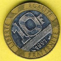 Frankreich 10 Francs 1991