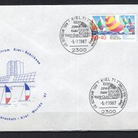 BRD / Bund 1987 Sonderbeleg Segelweltmeisterschaft Kiel mit MiNr. 1310 Sonderstempel