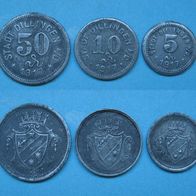 Kriegsgeld 1917 50-10-5Pf. Dillingen Donau Bayern RARE! (W18)